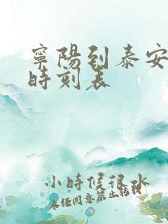 宁阳到泰安汽车时刻表