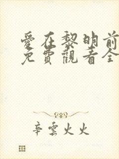 爱在黎明前升起免费观看全集高清大结局