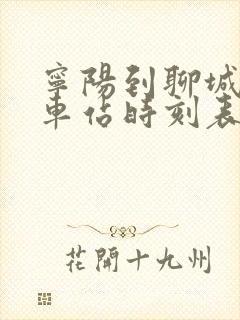 宁阳到聊城的汽车站时刻表