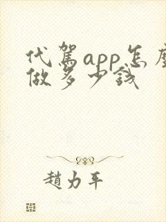 代驾app怎么做多少钱