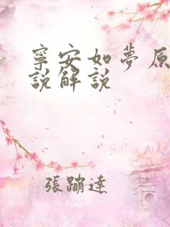 宁安如梦原著小说解说
