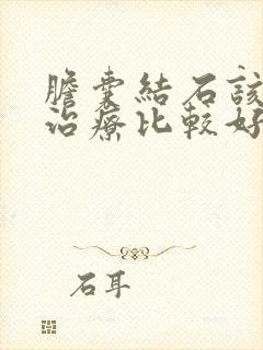 胆囊结石该怎么治疗比较好