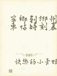 宁乡到郴州的汽车站时刻表