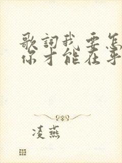 歌词我要怎么说你才能在乎我