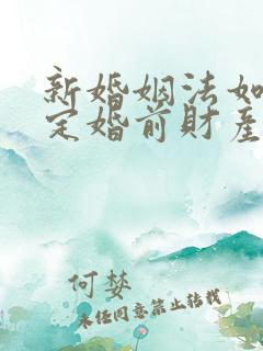 新婚姻法如何规定婚前财产的