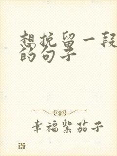 想挽留一段感情的句子