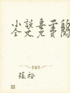 小说妻子的秘密全文免费阅读全文