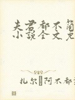 夫君都不简单啊小说全文免费阅读txt下载