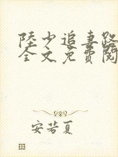 陆少追妻路漫漫全文免费阅读