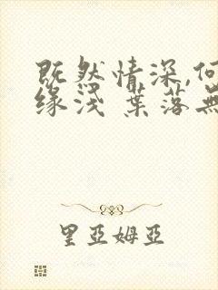 既然情深,何惧缘浅 叶落无心