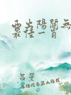 西出阳关无故人最佳一肖