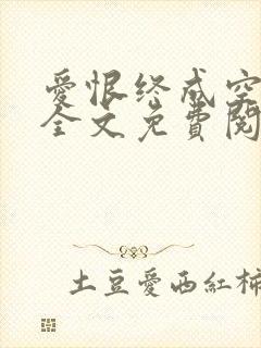 爱恨终成空小说全文免费阅读