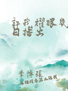 许我耀眼几月几日播出