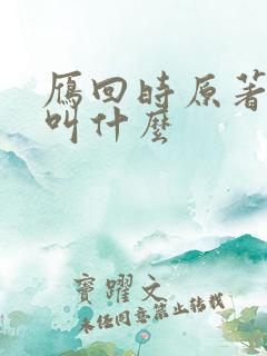 雁回时原著小说叫什么