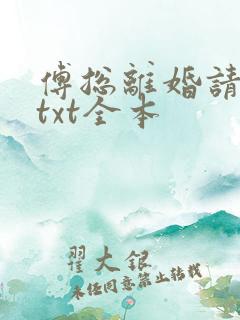 傅总离婚请签字txt全本