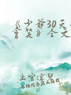 《少爷30天后会笑》全文免费阅读
