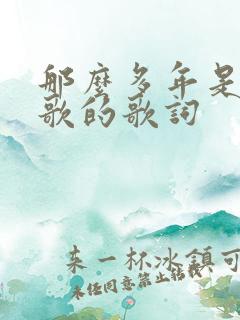 那么多年是哪首歌的歌词