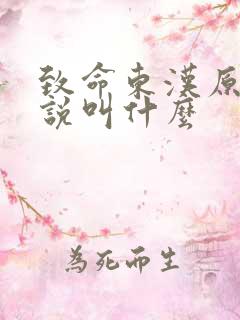 致命东汉原著小说叫什么
