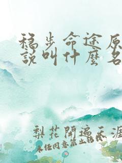 稳步命途原著小说叫什么名字啊