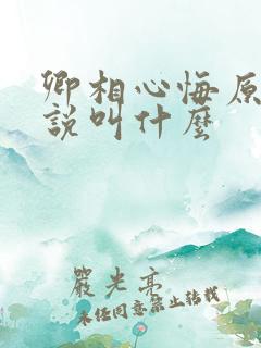 卿相心悔原著小说叫什么