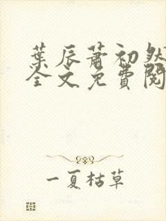 叶辰萧初然小说全文免费阅读无弹窗