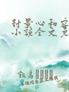 封景心和容辞的小说全文免费阅读