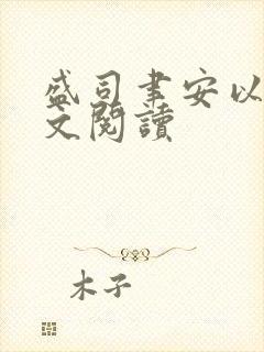 盛司聿安以夏全文阅读