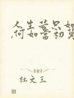 人生若只如初见,何如当初莫相识