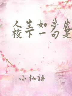 人生如梦岁月如梭下一句是什么