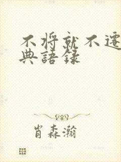 不将就不迁就经典语录