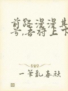 前路漫漫其修远兮,吾将上下而求索