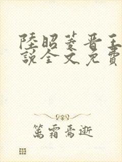 陆昭菱晋王的小说全文免费阅读最新章节