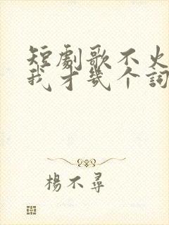 短剧歌不火怪我我才几个词全集免费观看