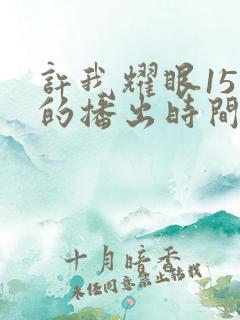 许我耀眼15集的播出时间