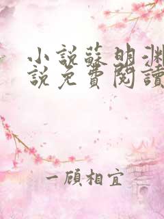 小说苏明渊的小说免费阅读无弹窗