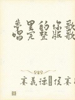 梦里的你歌曲原唱完整版歌词