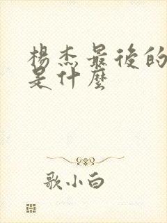 杨杰最后的结局是什么