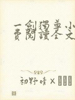 一剑独尊小说免费阅读全文