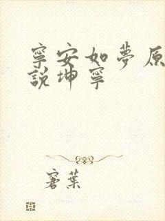 宁安如梦原著小说坤宁