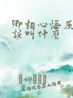 卿相心悔原著小说叫什么