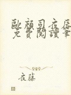 欧颜司夜辰小说免费阅读笔趣阁
