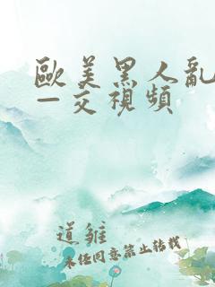 欧美黑人乱—大—交视频