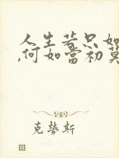 人生若只如初见,何如当初莫相识