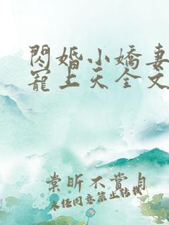 闪婚小娇妻大叔宠上天全文免费阅读无弹窗