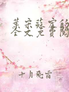 叶宋苏宸的小说全文免费阅读