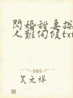 闪婚甜妻总裁大人难伺候txt