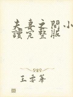 夫妻之间小说阅读完整版