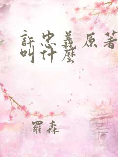 许忠义原著小说叫什么