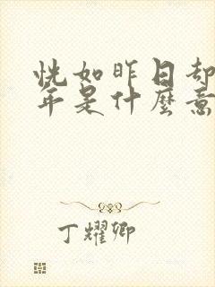 恍如昨日却似经年是什么意思