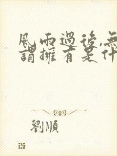 风雨过后,无所谓拥有是什么歌